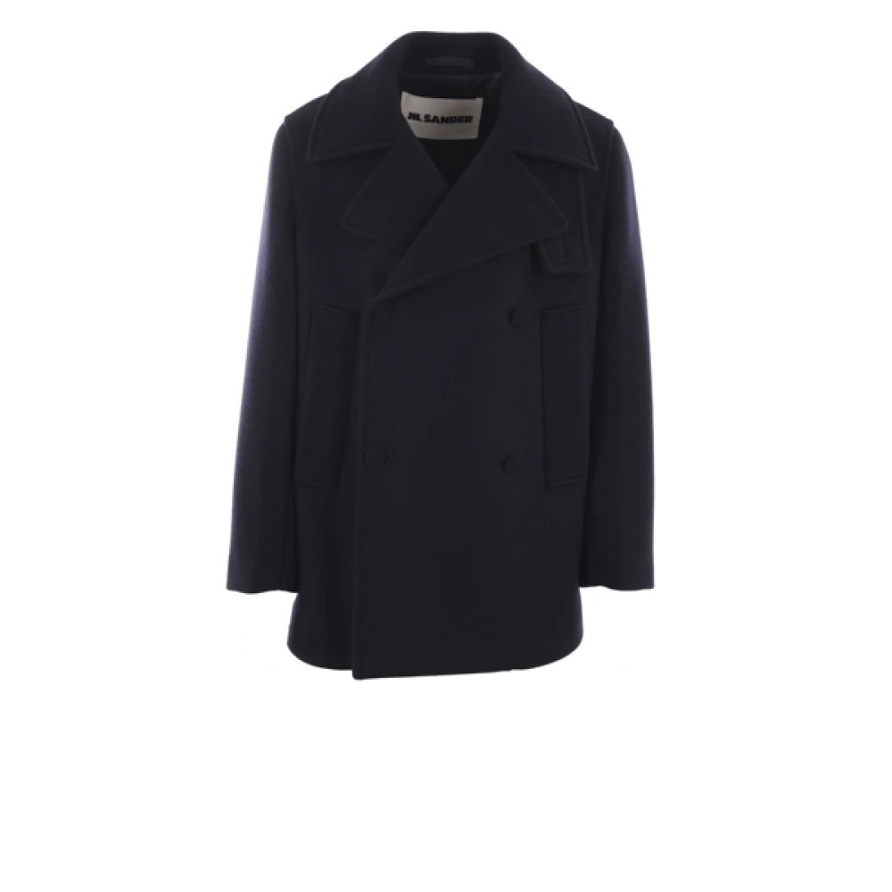 Jil Sander Zwarte Wol Double-Breasted Jas Black Heren