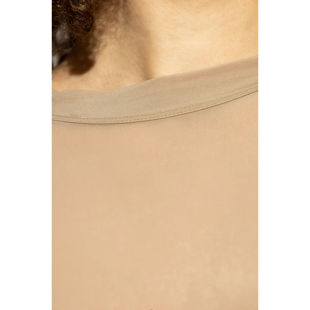 Rick Owens T-shirt met ronde hals en korte transparante mouwen Beige Dames