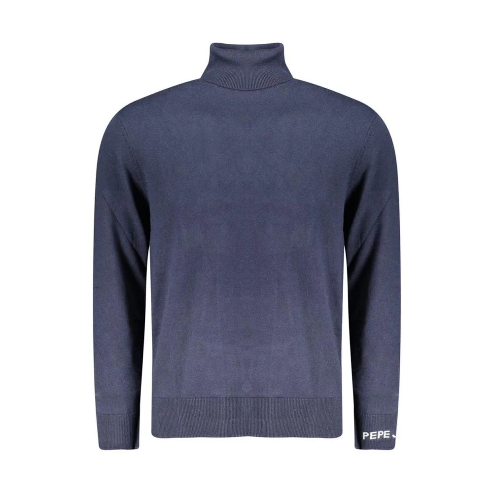 Pepe Jeans Men's Blue Turtlenecks, S, Cotton Jumper With Ribbed Detailing
