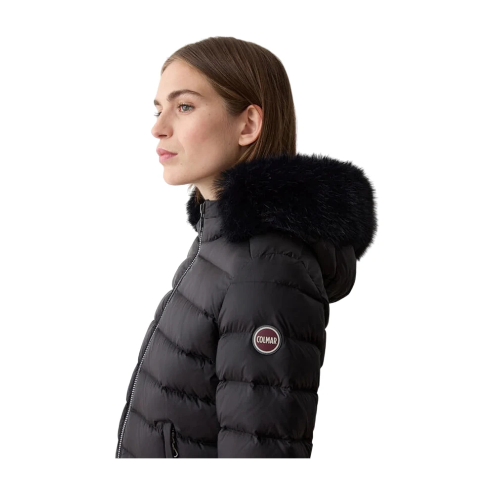 Colmar Zwarte Winterjas met Bontcapuchon Black Dames