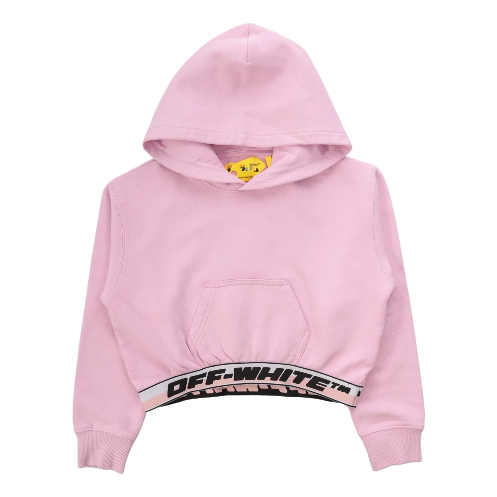 Off White Barn Logo Cropped Hoodie Pink, Flicka