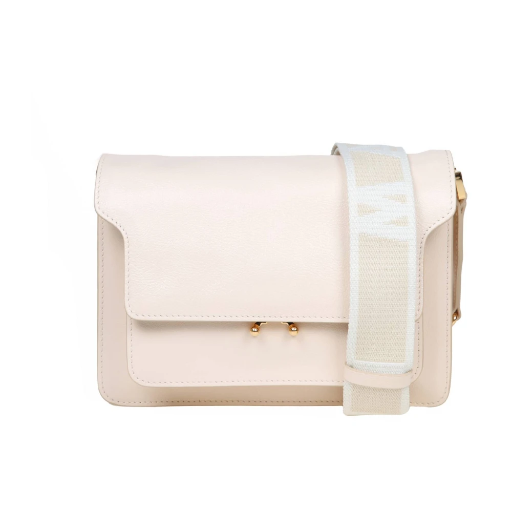 Marni Luxe Crème Leren Schoudertas Beige Dames