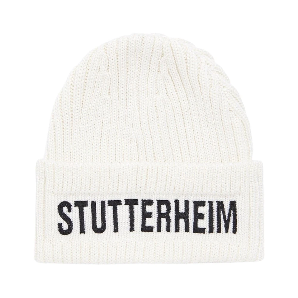 Stutterheim Merino Wol Ribgebreide Muts White Unisex
