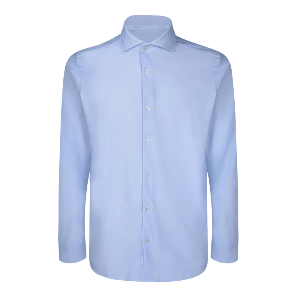 Dell'oglio Blauwe Twill Overhemd voor Mannen Blue Heren
