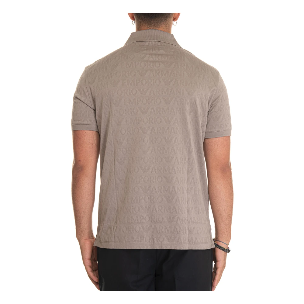 Emporio Armani Polo Shirt met Logo en 3 Knopen Gray Heren