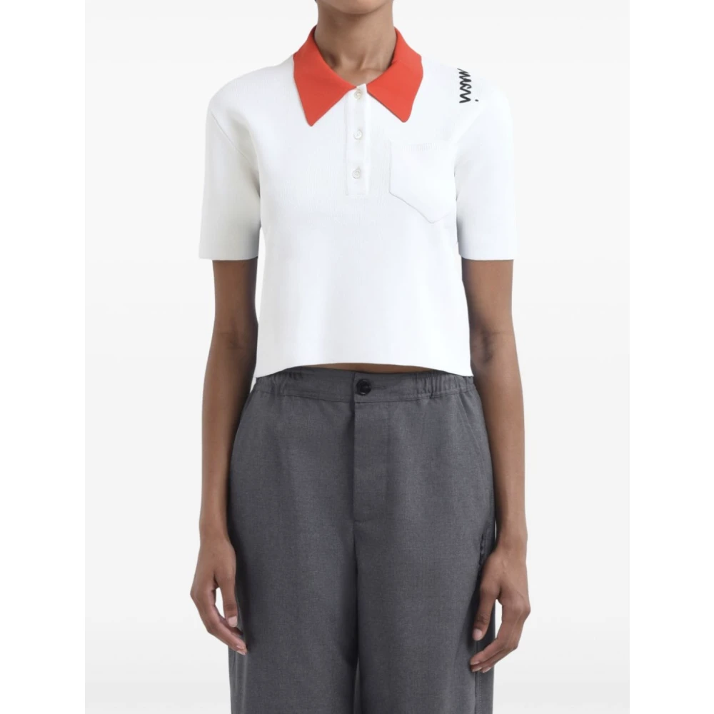 Marni Wit Oranje Polo Neck Sweater Multicolor Dames