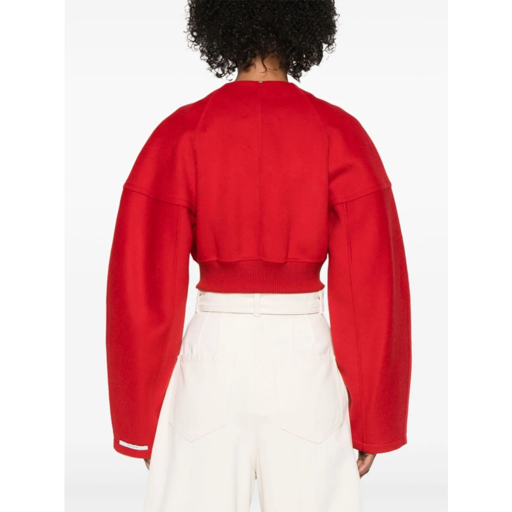SPORTMAX Rode Drop Shoulder Crop Jas Red Dames