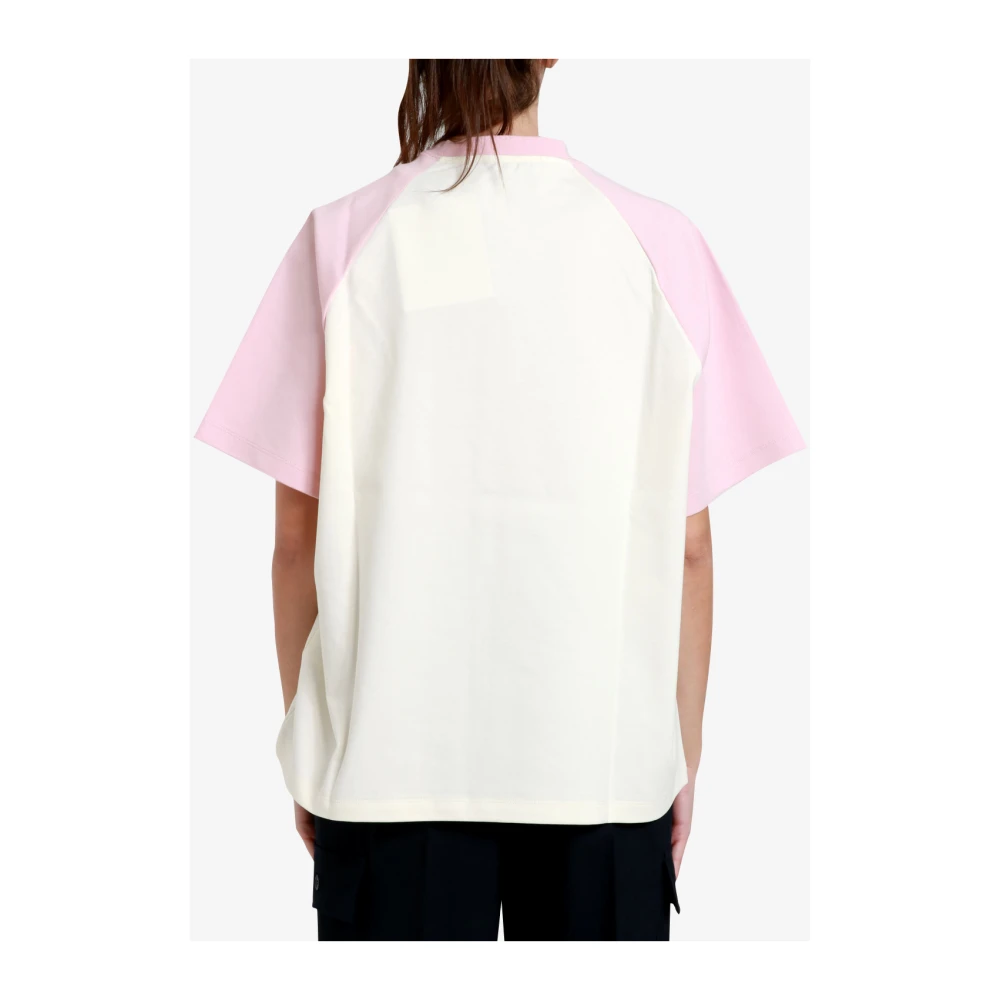 Msgm College Style Katoenen Jersey Ronde Hals Pink Dames