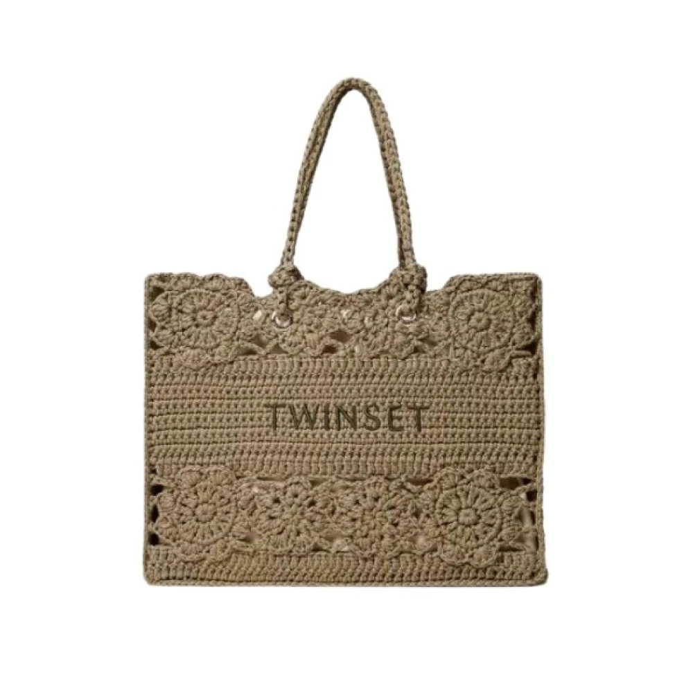 Twinset Gehaakte Bloemen Tote Tas Bloemenelegantie Green Dames