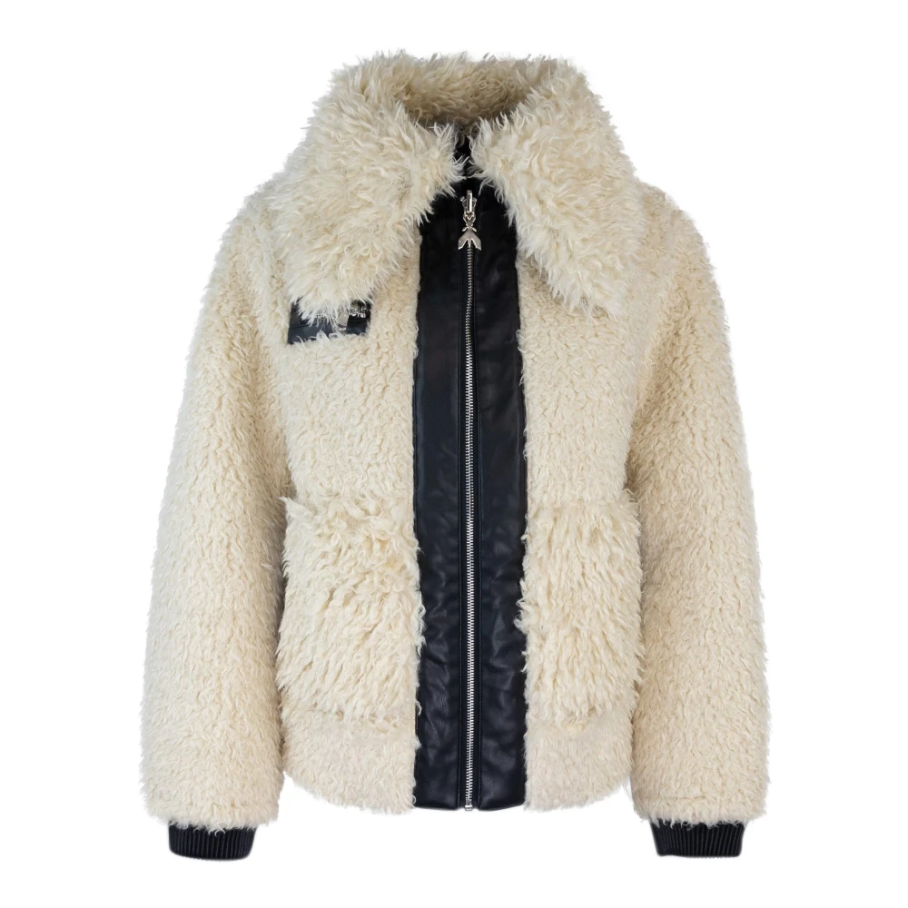 PATRIZIA PEPE Witte synthetische jas met rits White Dames