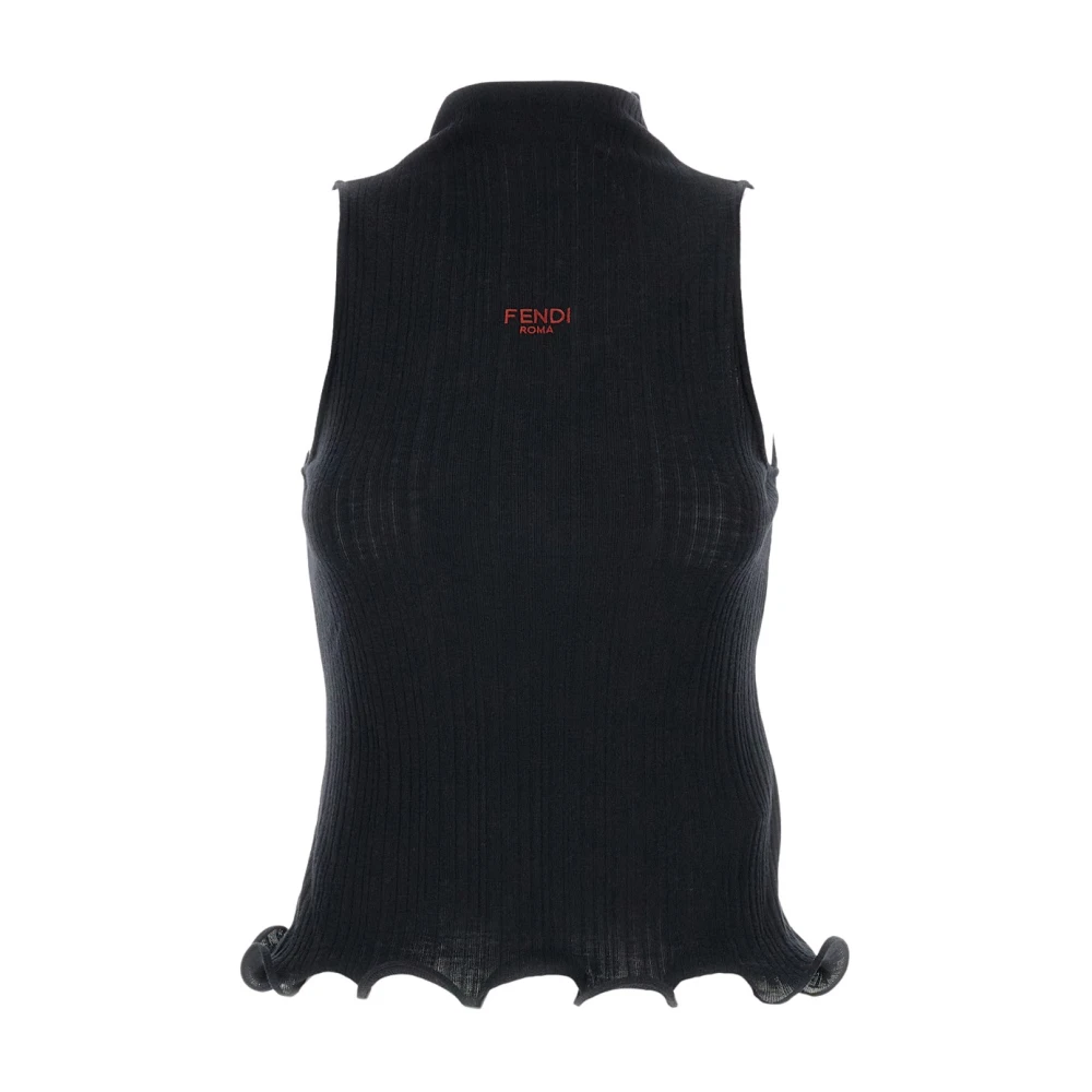 Fendi Women's Black Sleeveless Tops, M, Top