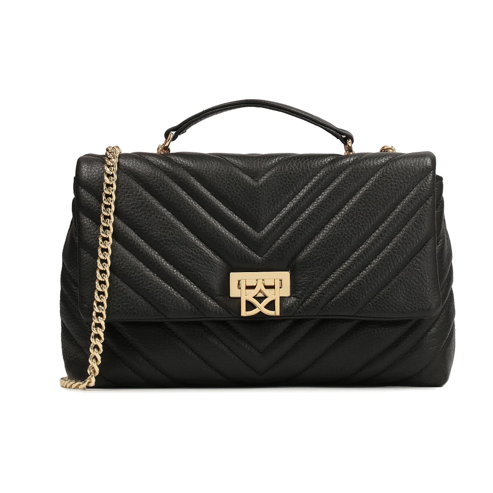 Kazar Klassieke zwarte schoudertas met een ketting Black Dames