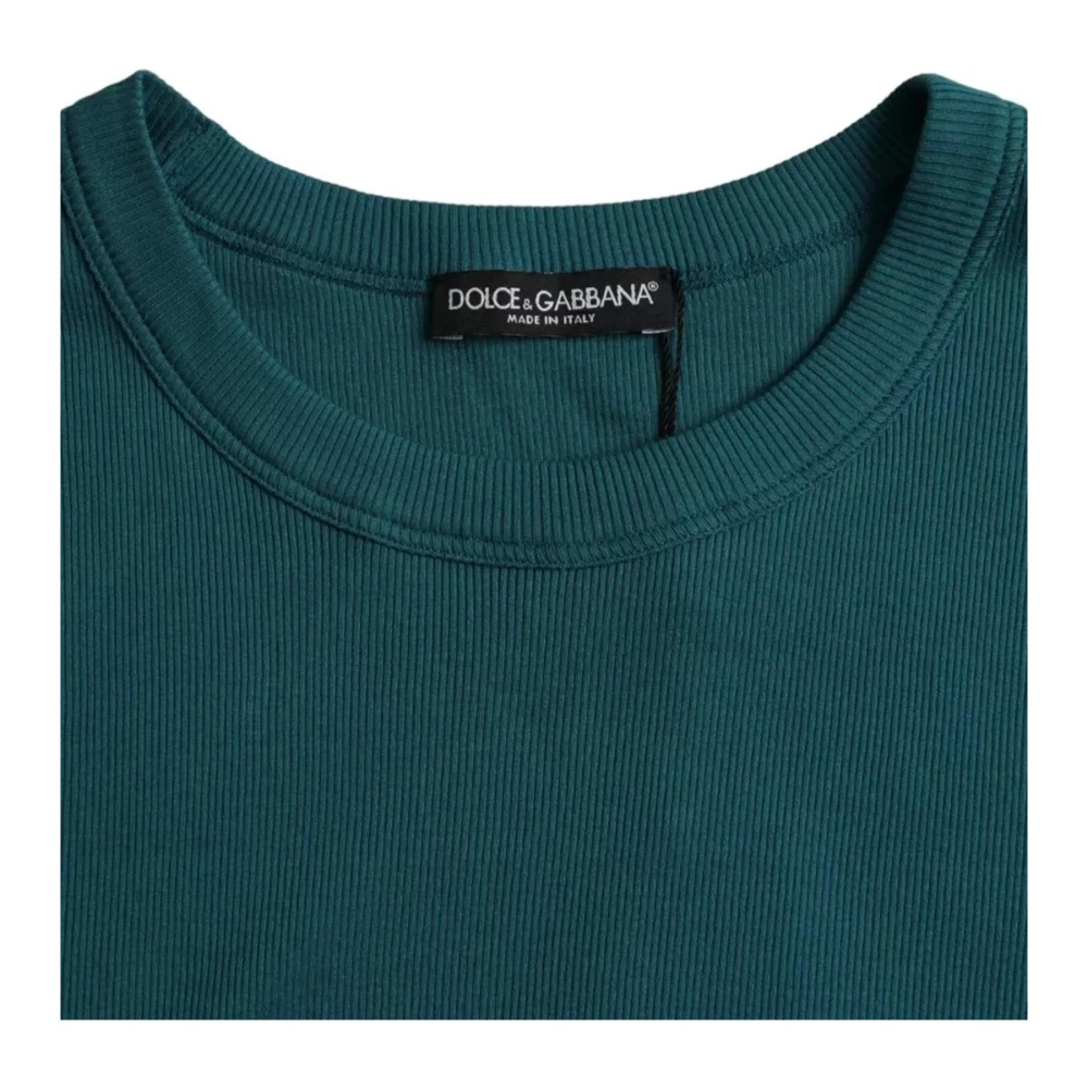 Dolce & Gabbana Korte Mouw Katoenen T-shirt Blauw Groen Blue Heren