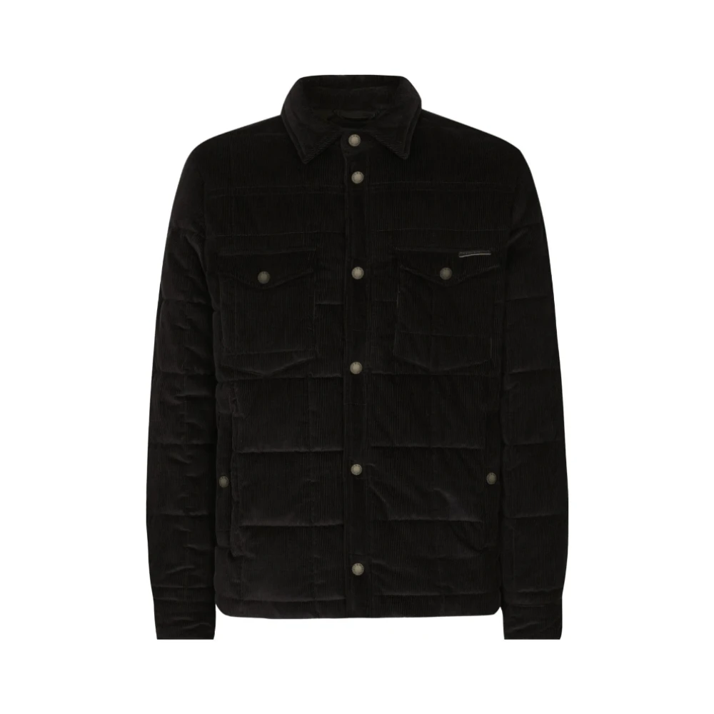 Dolce & Gabbana Zwarte Corduroy Overhemd Jas Black Heren