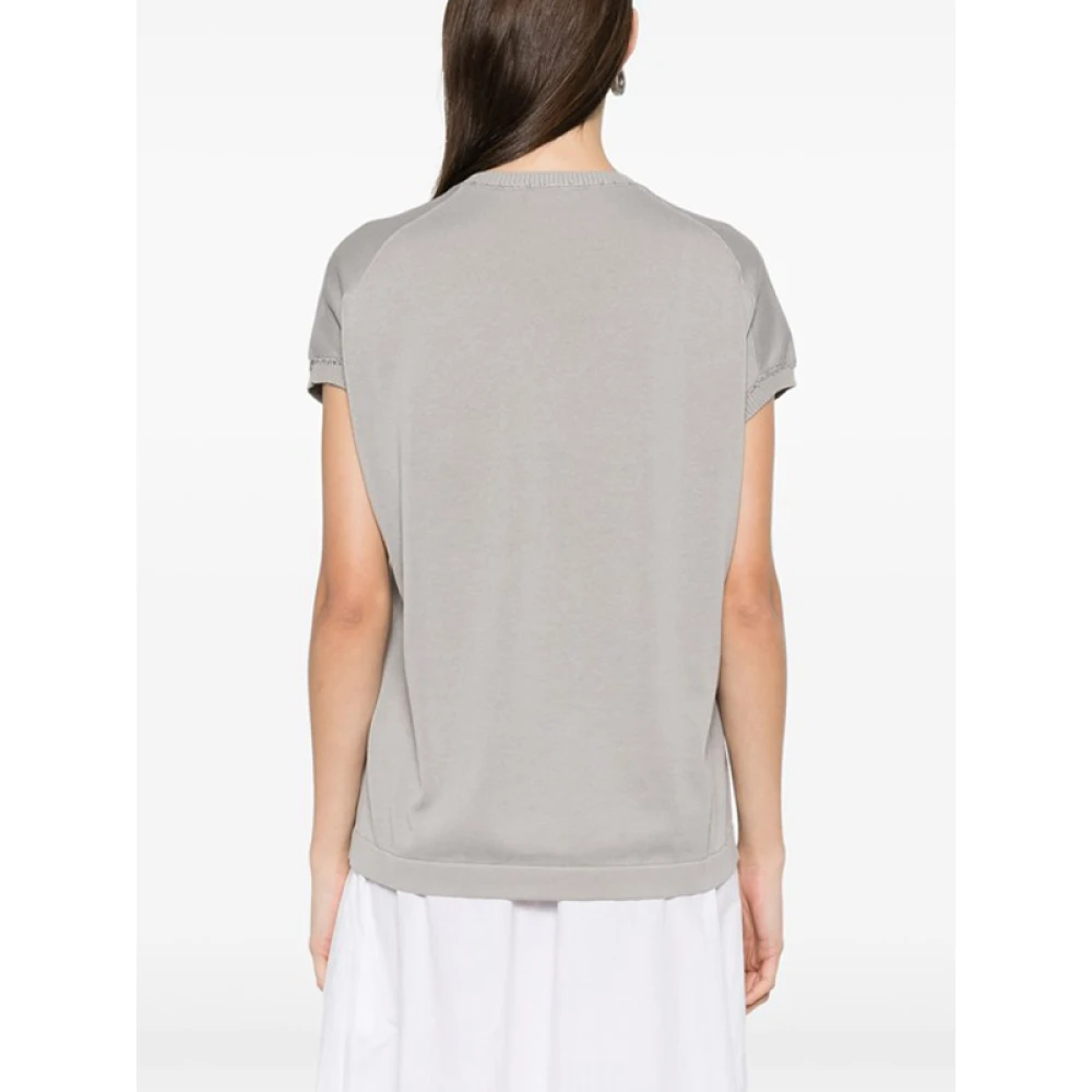 Fabiana Filippi Grijze Pailletten Vest met V-Hals Gray Dames