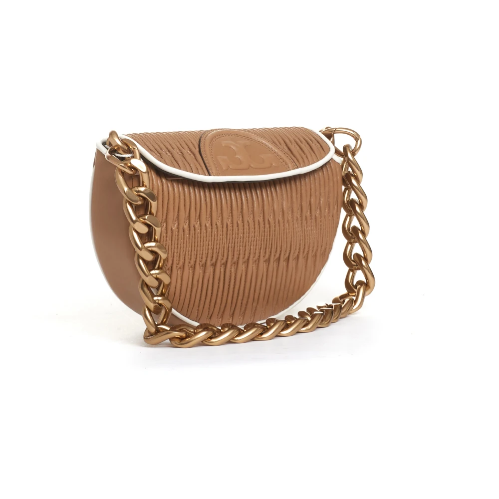 TORY BURCH Mini leren zadeltas in cappuccino Brown Dames