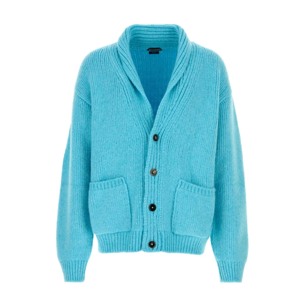 Tom Ford Men's Blue Cashmere Shawl Collar Cardigan - Cashmere Knitwear - L - Knitwear