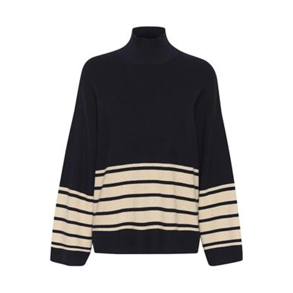 Inwear Women's Black Melange Knit Pullover Jumper - Turtlenecks - 2XS - Knitwear
