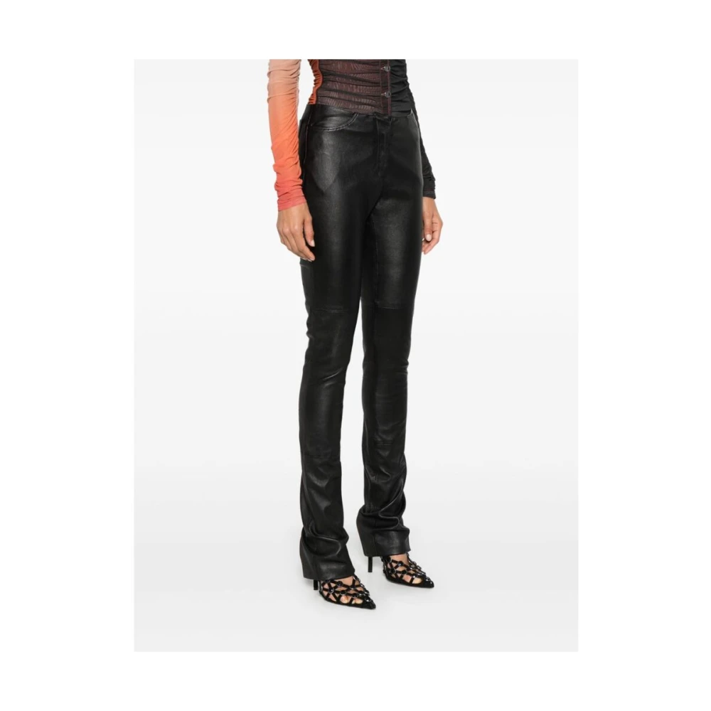 Gcds Zwarte leren skinny broek Black Dames