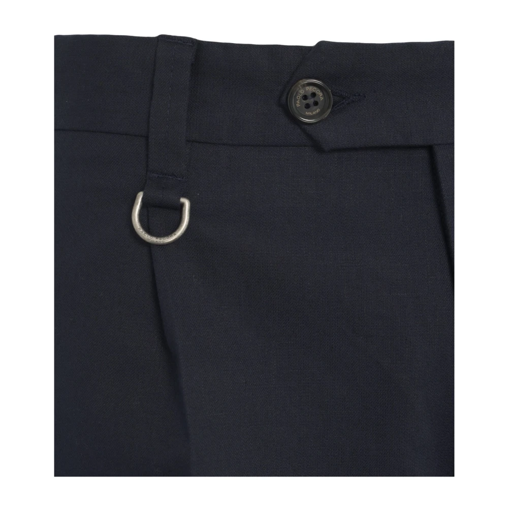 Paolo Pecora Blauwe Linnen Chino Broek Blue Heren