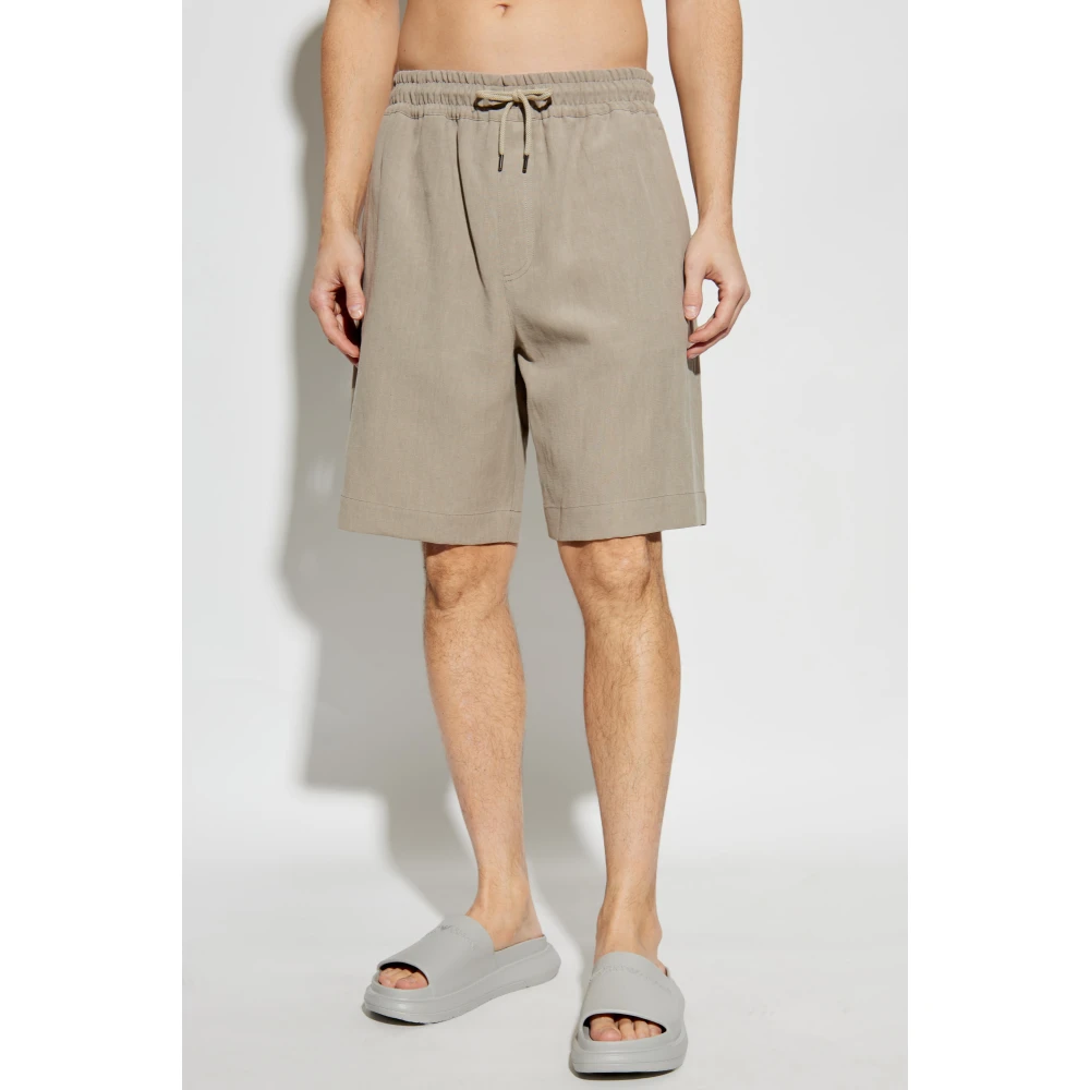 Giorgio Armani Linnen shorts Gray Heren