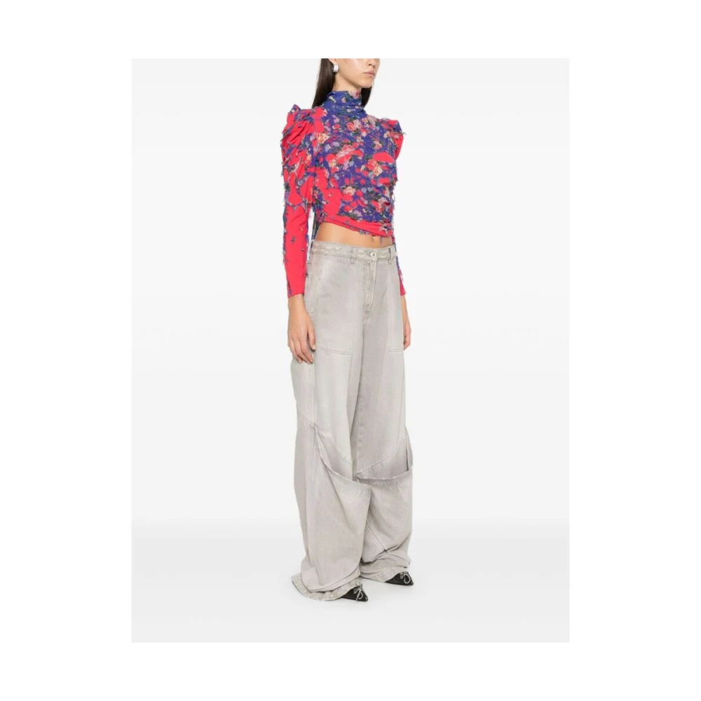 Diesel Bloemenprint Asymmetrische Cowl Neck Blouse Multicolor Dames