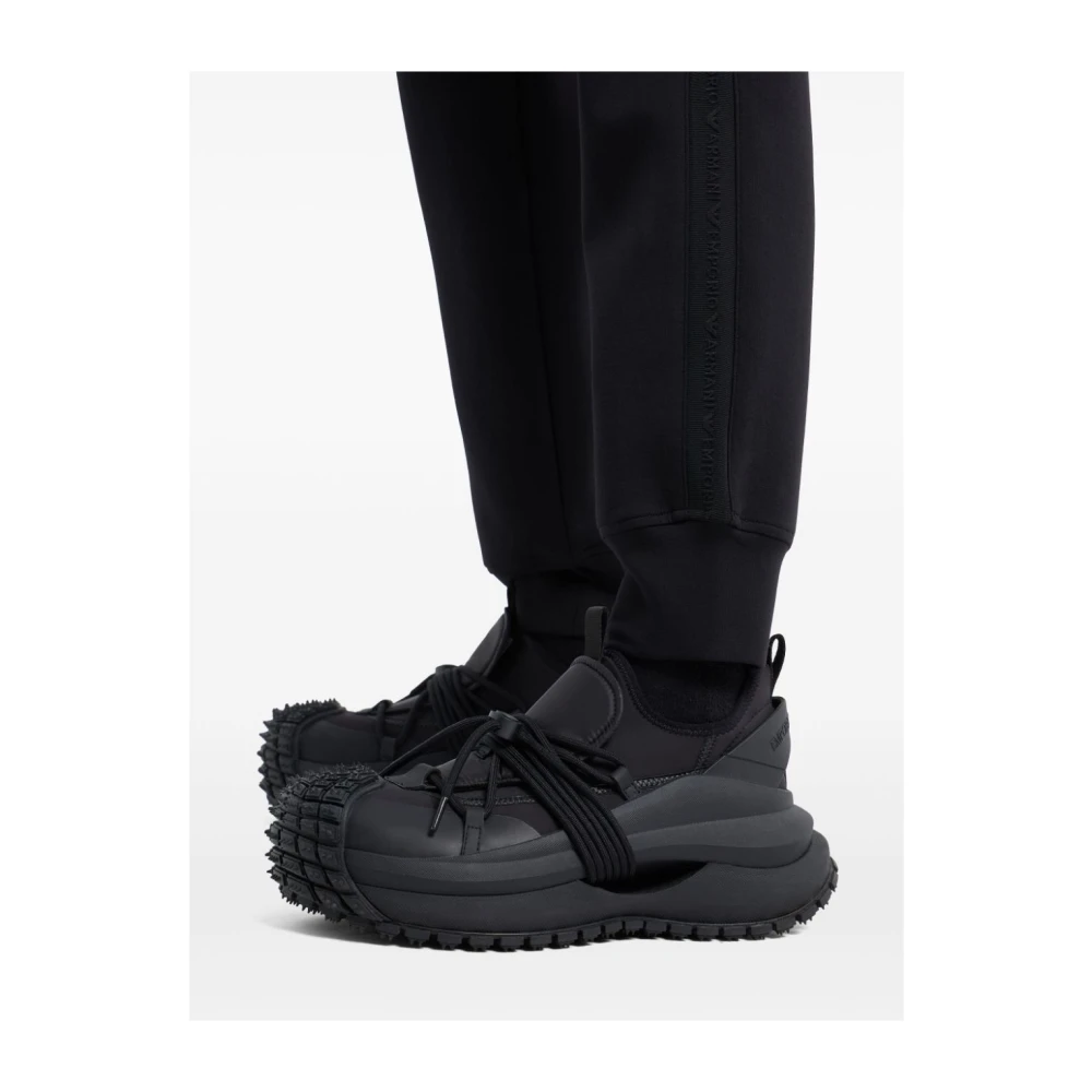 Emporio Armani Zwarte Jersey Broek Elastische Tailleband Black Heren