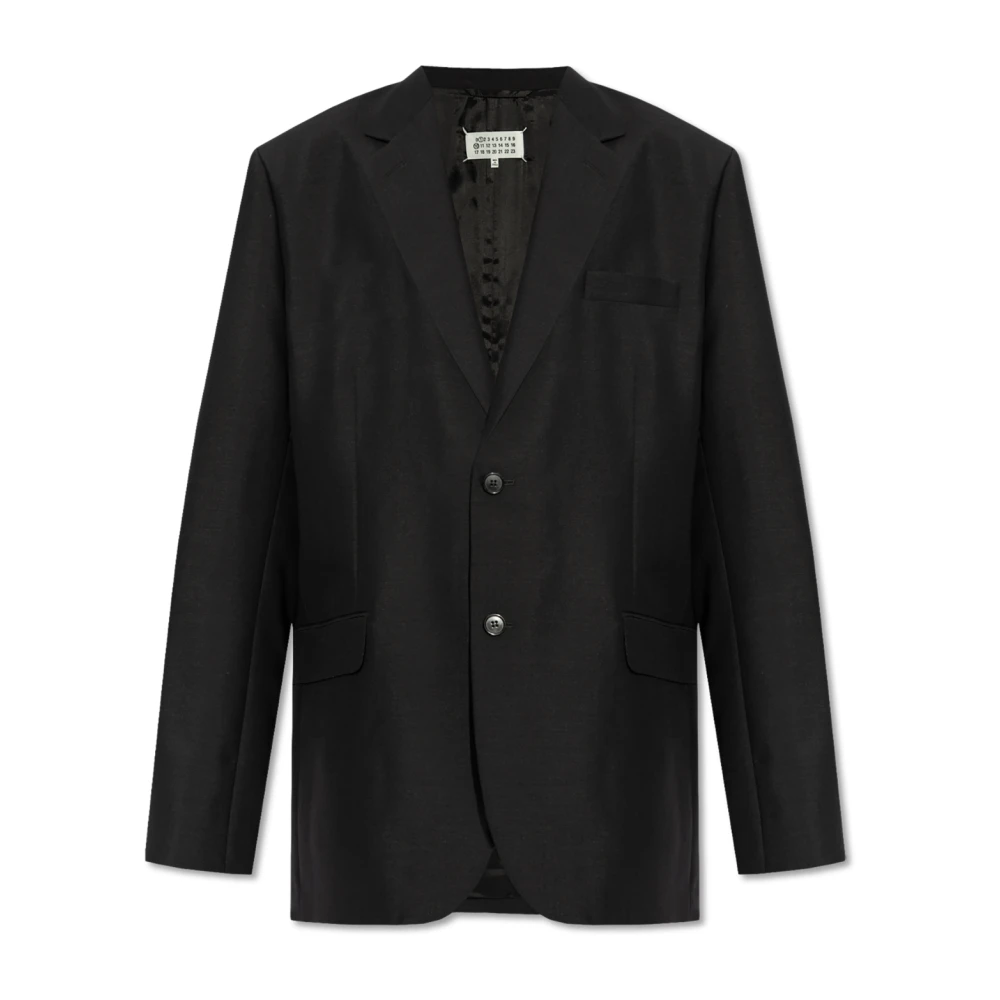 Maison Margiela Wollen blazer met open revers Black Heren