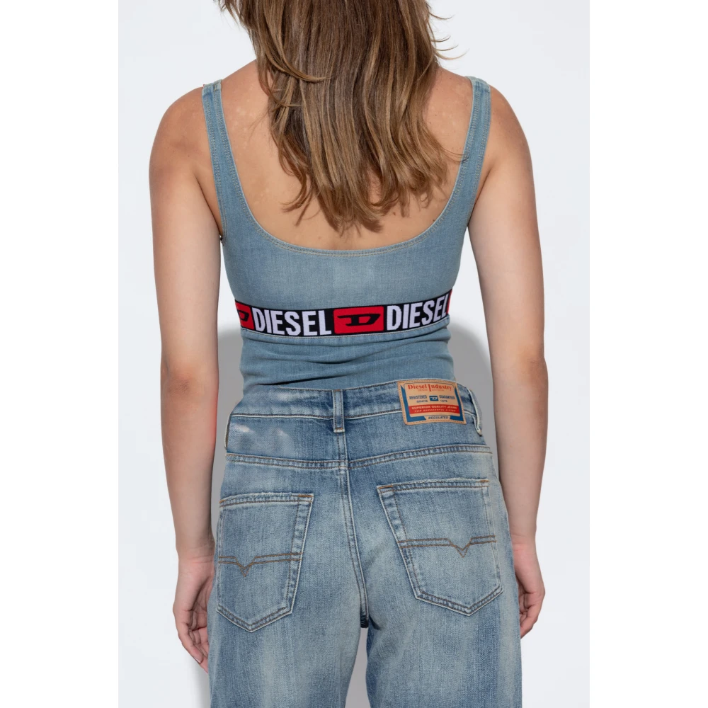 Diesel Bodysuit met De-Geny-S logo Blue Dames