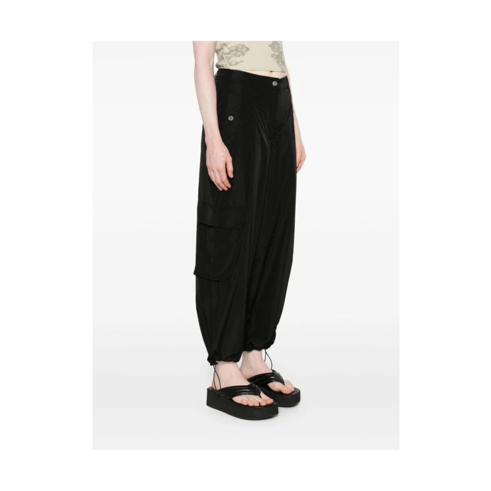 Stine Goya Zwarte Cargo Broek met Trekkoordzoom Black Dames