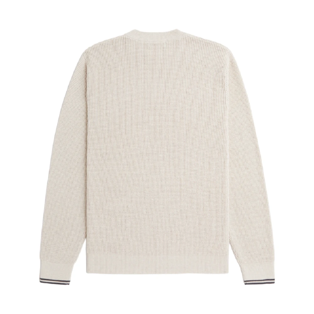 Fred Perry Crème Crew Neck Sweater Aw24 White Heren