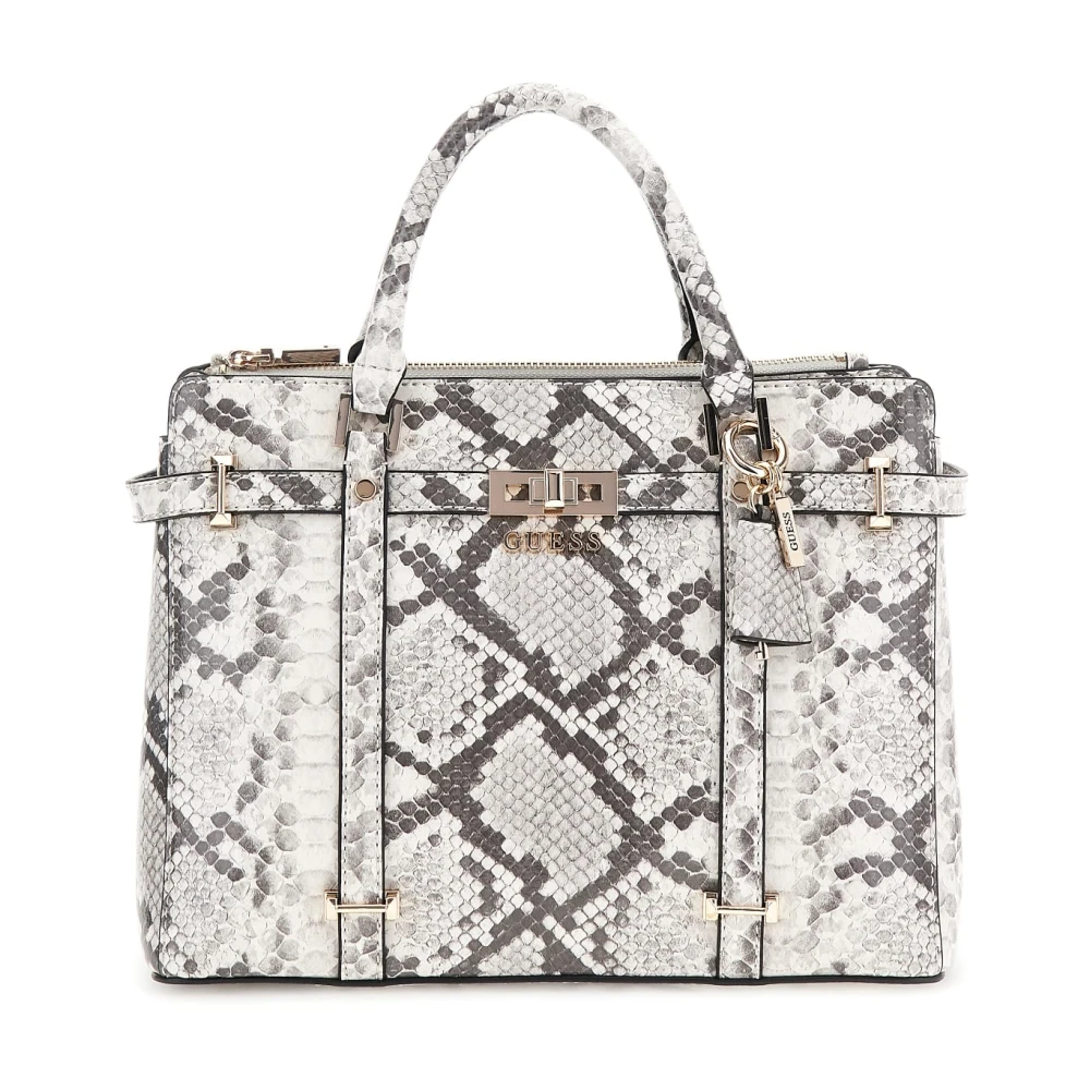 Guess Luxe Satchel Natural Multi White Dames
