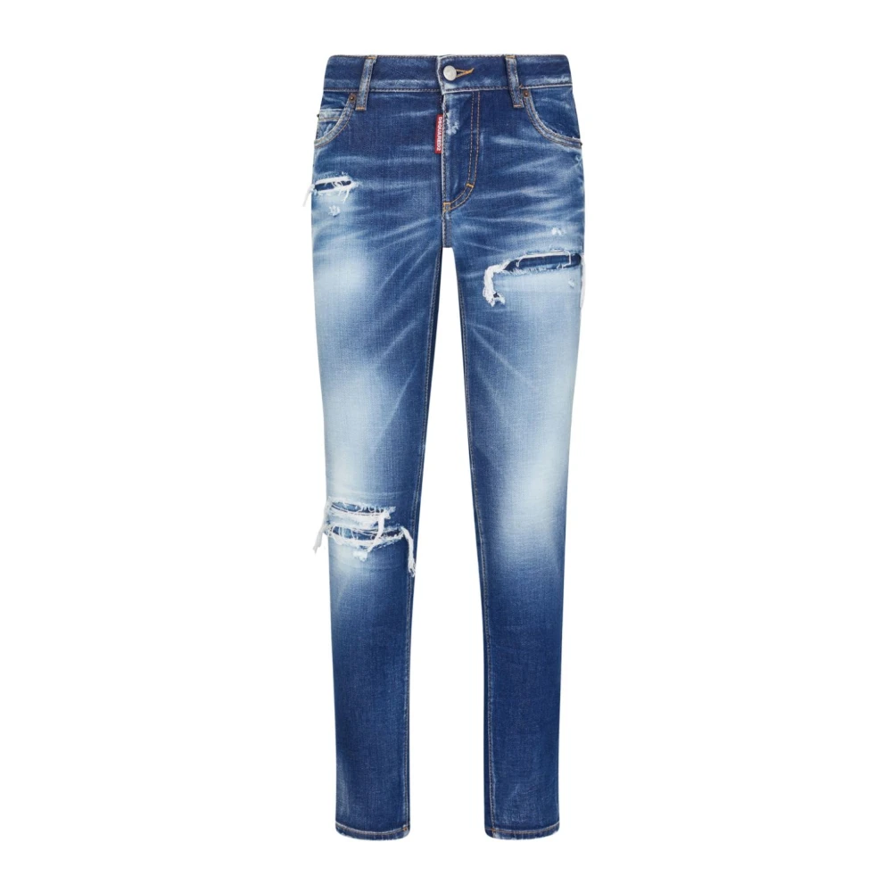 Dsquared2 Blauwe Ripped Slim-Leg Jeans Blue Dames