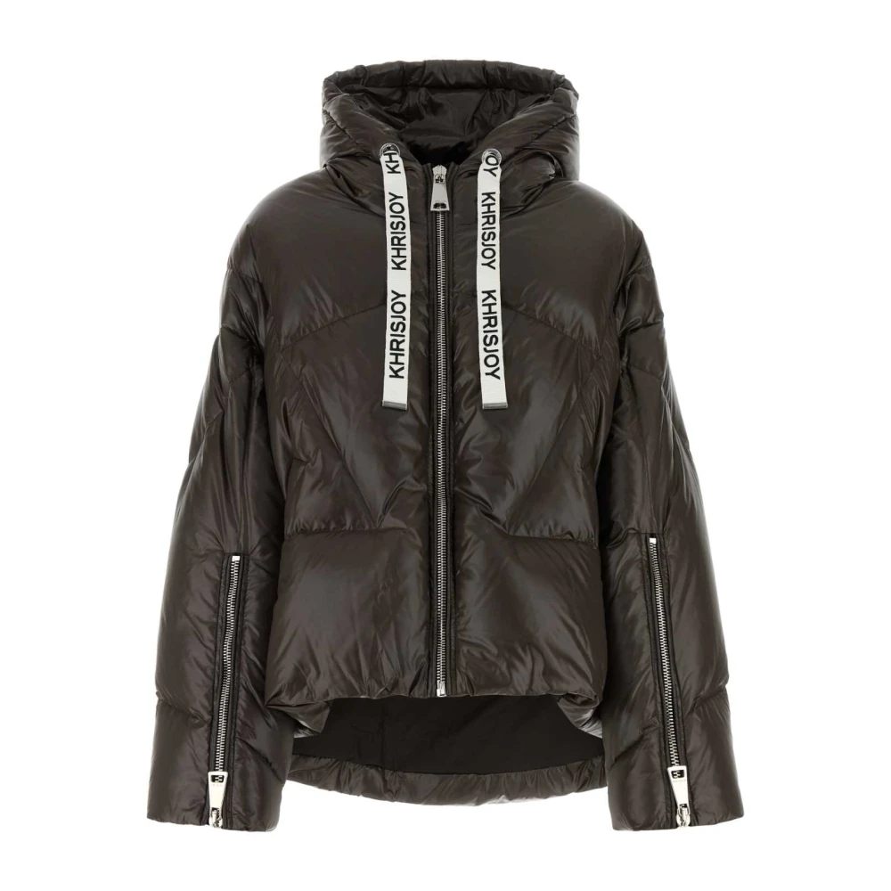Khrisjoy Stijlvolle Donkerbruine Nylon Donsjas Brown Dames