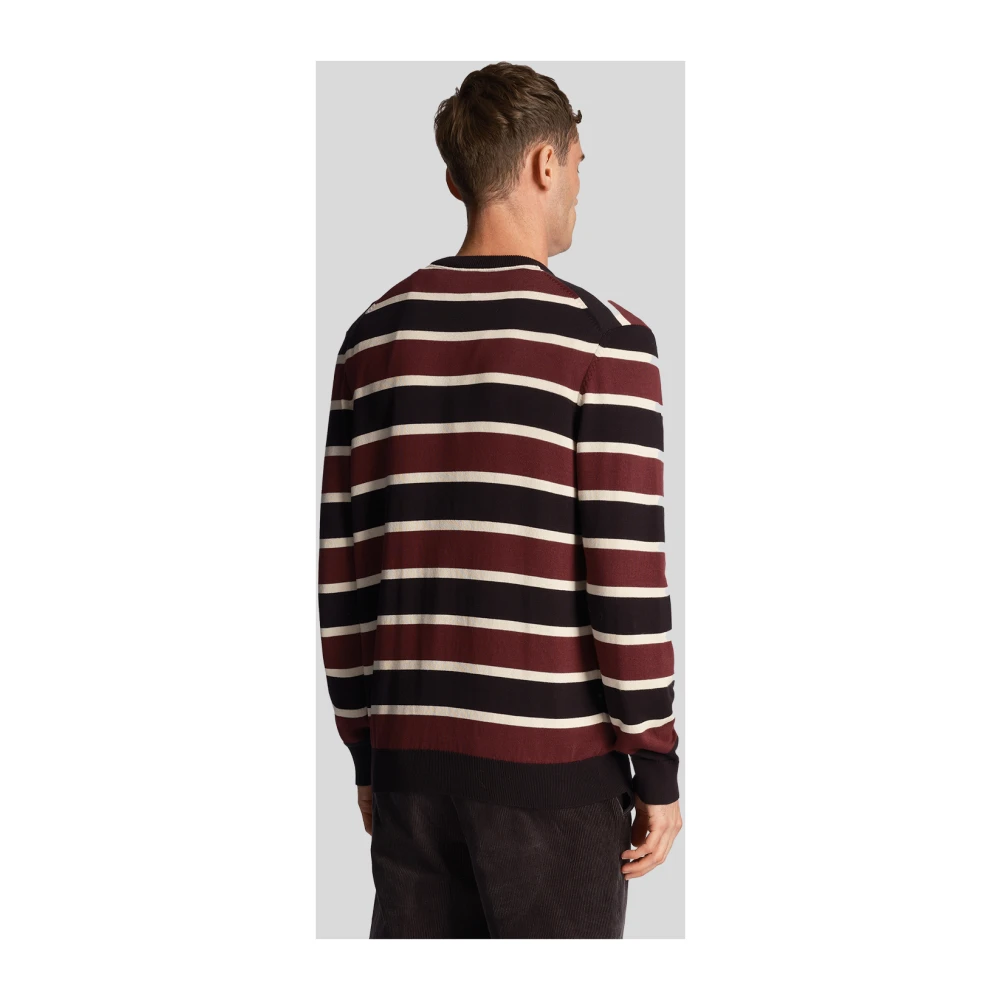 Lyle & Scott Gestreepte Crew Neck Trui Brown Heren