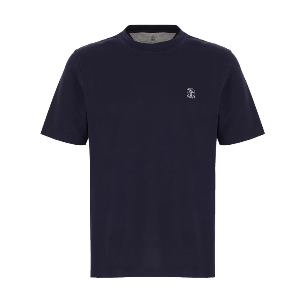 Brunello Cucinelli Blue T-Shirts, Male, M, Crew Neck T-Shirt