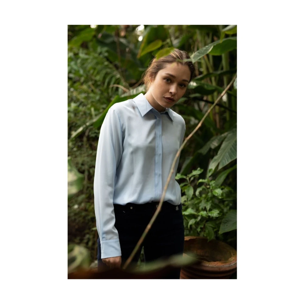 SPORTMAX Zijden Sarong Shirt Blue Dames
