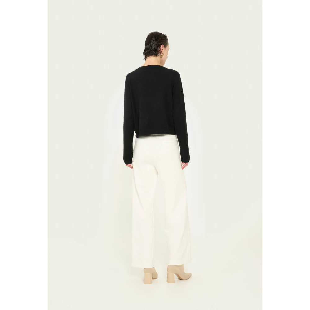 Vicario Cinque Geborduurde Viscose Trui Black Dames