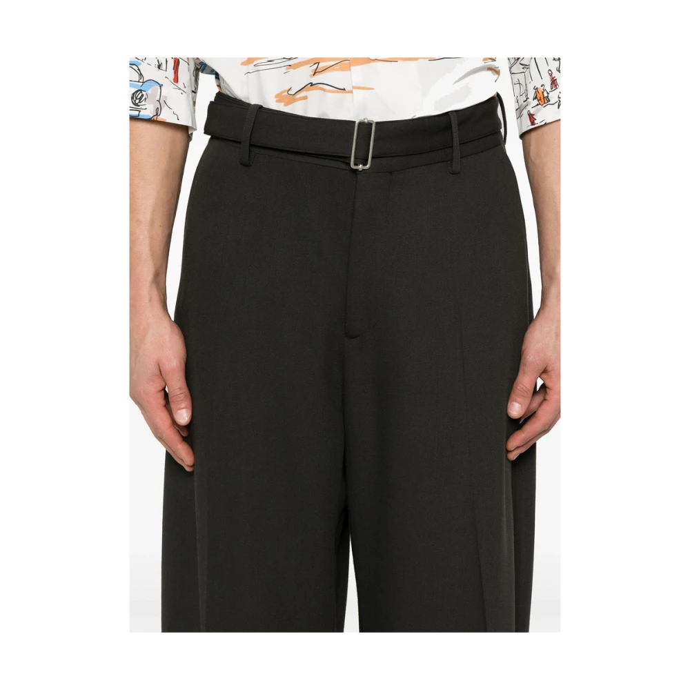 Studio Nicholson Houtskoolgrijze Broek met Riem Gray Heren
