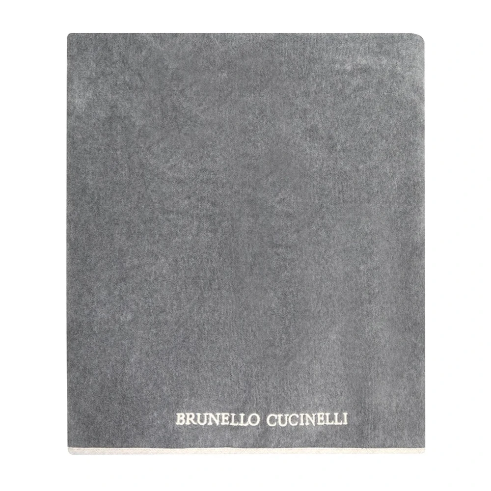 BRUNELLO CUCINELLI Geborduurd Logo Katoenen Handdoek Gray Heren
