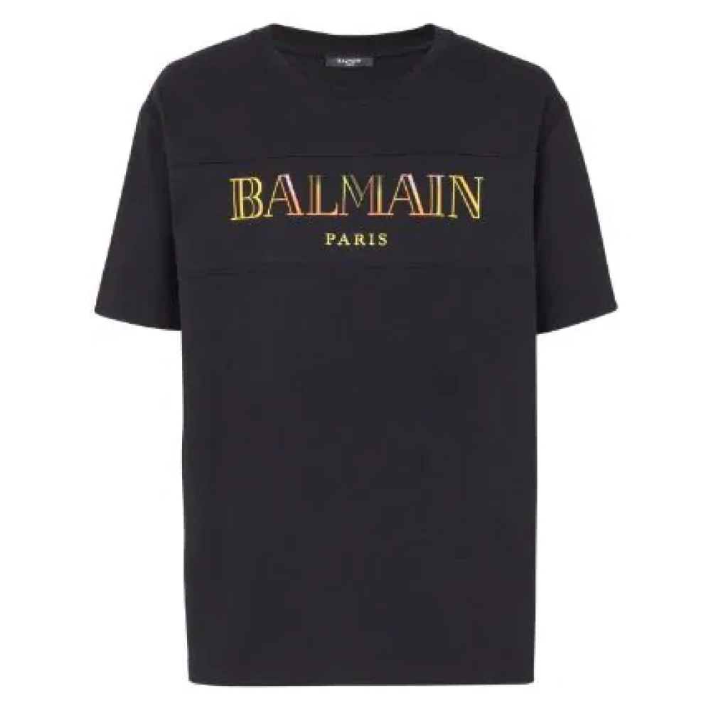 Balmain Geborduurd Vintage T-shirt Black Heren