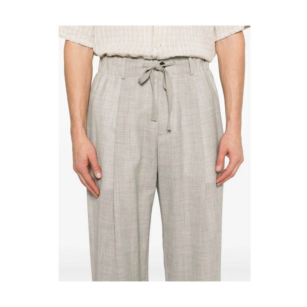 Studio Nicholson Lichtgrijze Elastische Taillebroek Gray Heren