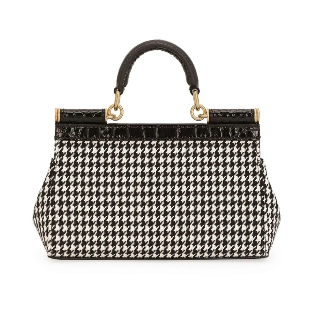 Dolce & Gabbana Houndstooth Tote Bag in Sicily-stijl Black Dames