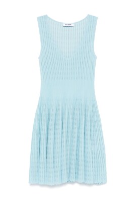 clear-blue-skater-dress-with-v-neck