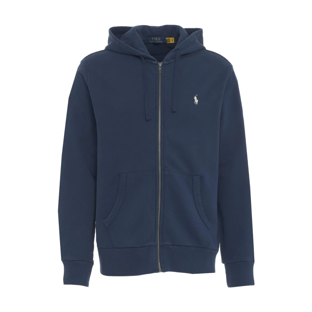Polo Ralph Lauren Blauwe Zip Hoodie Casual Stijl Ss25 Blue Heren