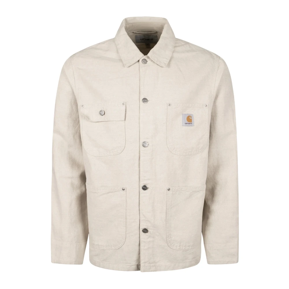 Carhartt Wip Men's Beige Light Jackets, S, Durable Cotton Chore Coat