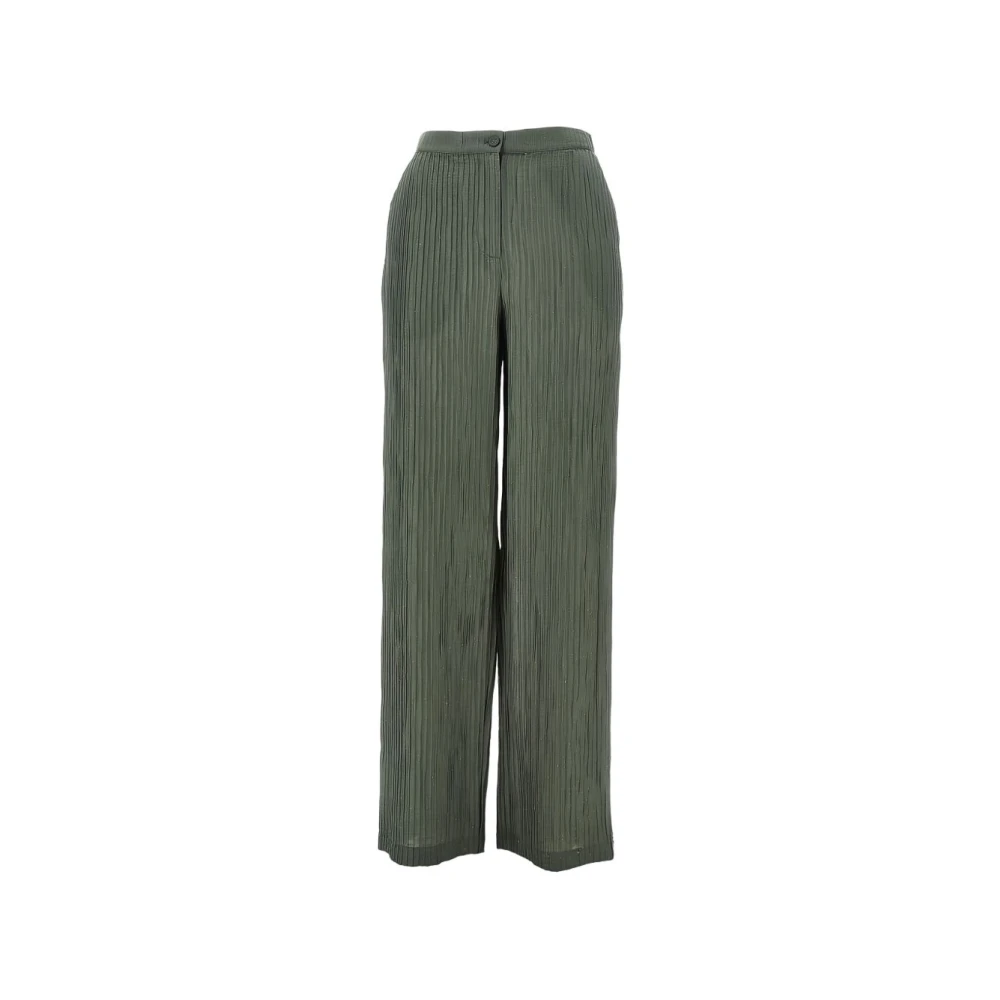 Emporio Armani Green Button-Fastening Trousers - Female - Wide Trousers - L - Trousers