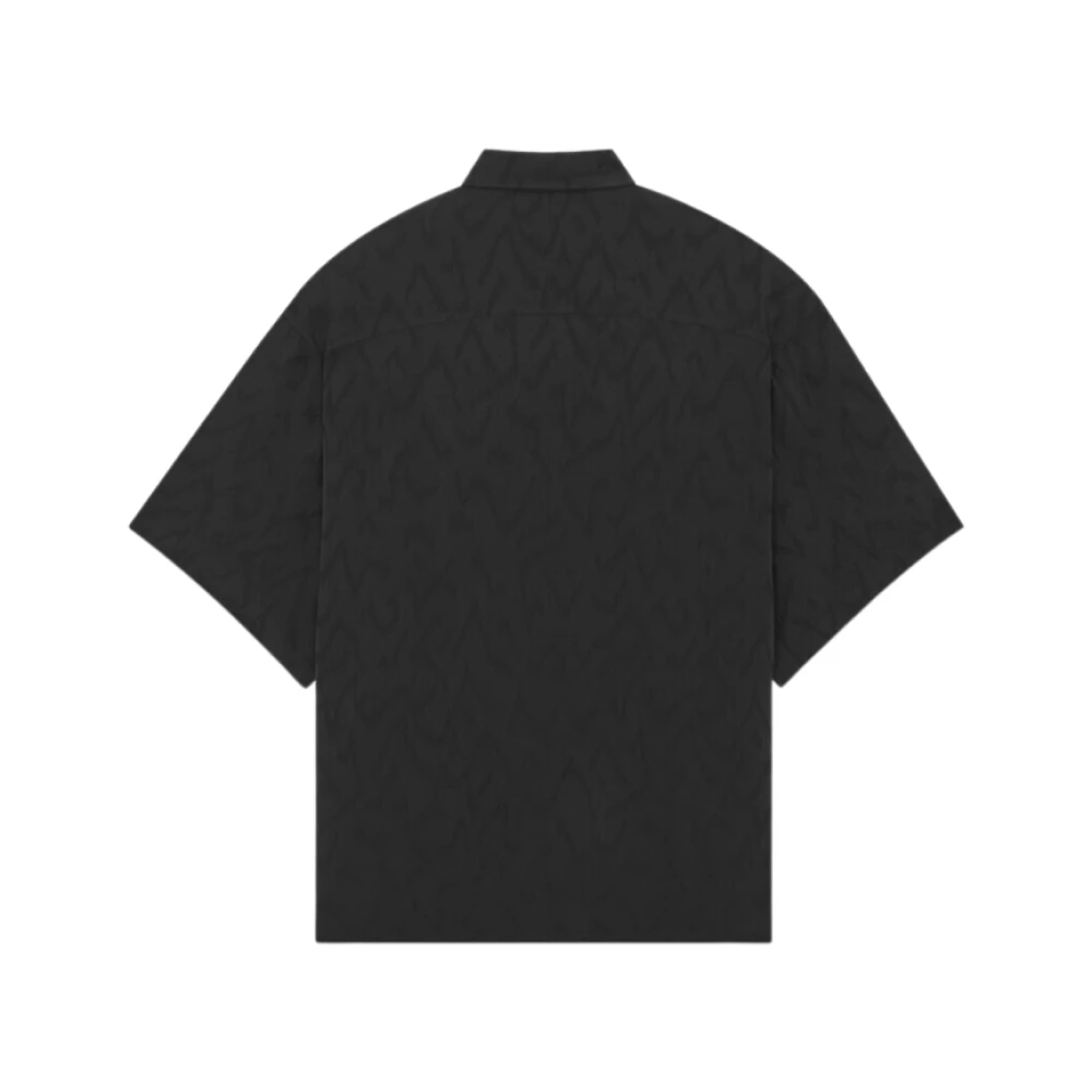 Saint Laurent Kort Mouw Oversized Zijden Overhemd Black Heren