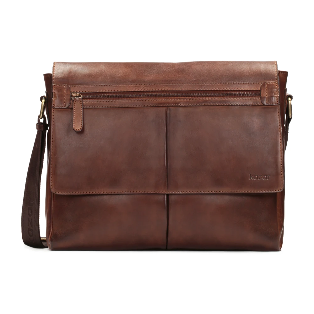 Kazar Elegante Leren Messenger Tas Urban Stijl Brown Heren