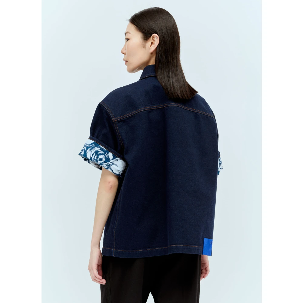 Burberry Denim Shirt met Rozenprint Blue Dames